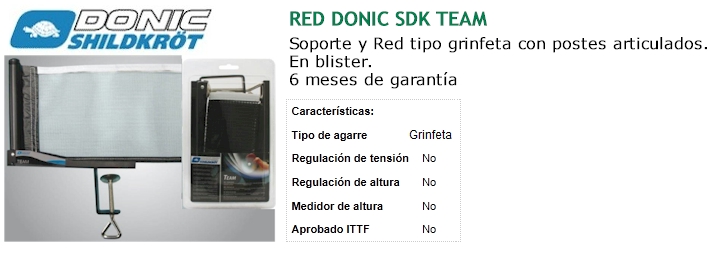 PROMO: Red DONIC Team, Incluído junto a la mesa