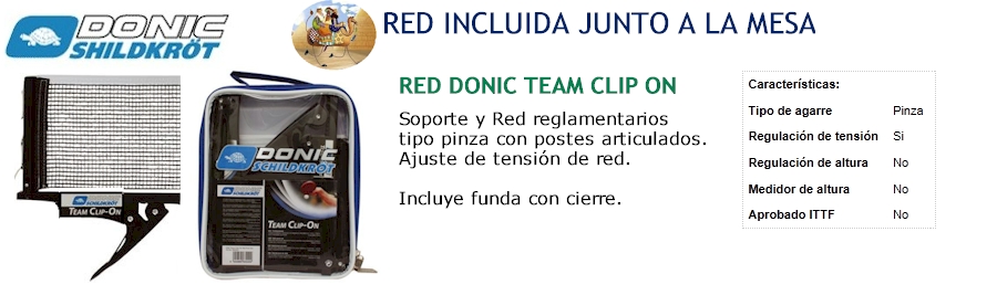 PROMO: Red DONIC Team Clip ON, Incluido junto a la mesa