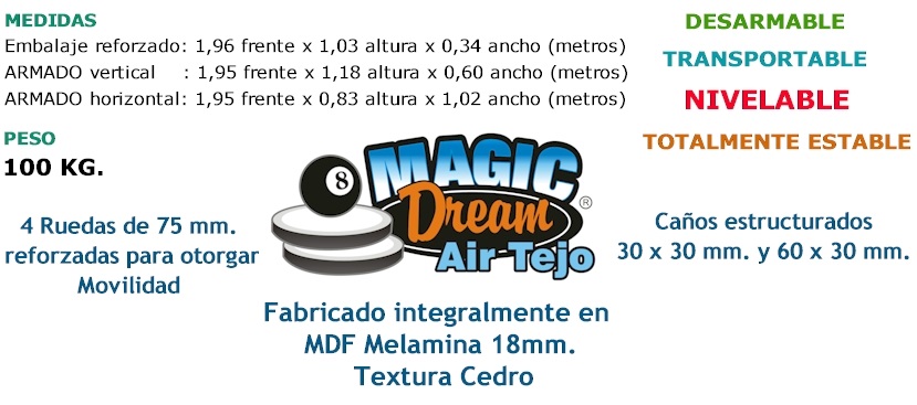 Especificaciones generales de Magic Dream Air Mesa de Tejo y Pool (2 en 1)