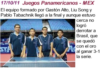 Juegos Panamericanos 2011 - El Tenis de mesa obtuvo la medalla de Plata